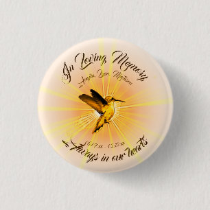 Humming Bird, In Loving Memory Keychain Stone Magn 3 Cm Round Badge