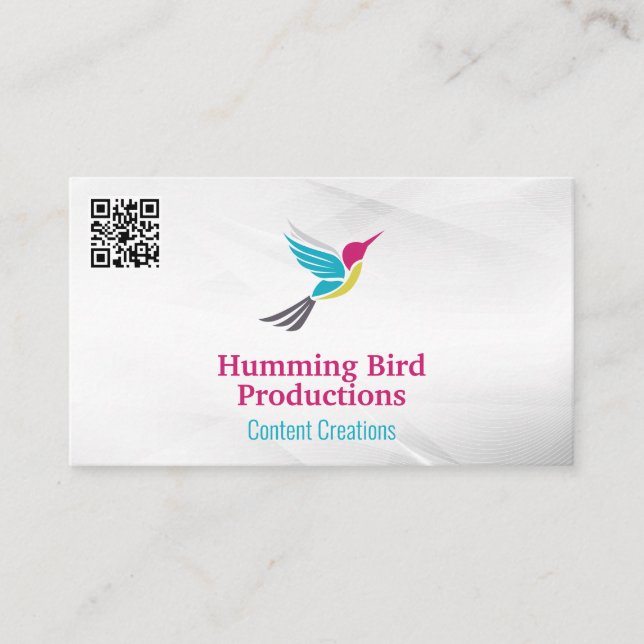 Humming Bird Logo | QR Code Business Card (Front)
