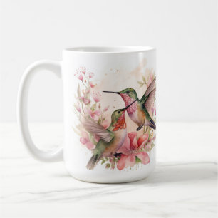 Humming Bird Pair with Flowers Coffee Mug