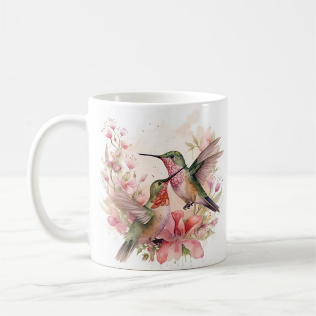 Humming Bird with Flowers Coffee Mug (Left)