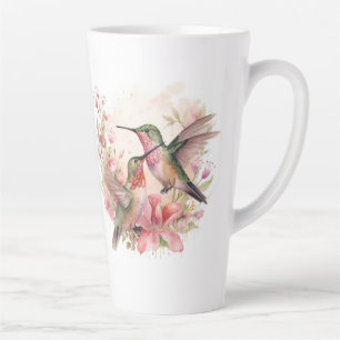 Humming Bird with Flowers Latte Mug