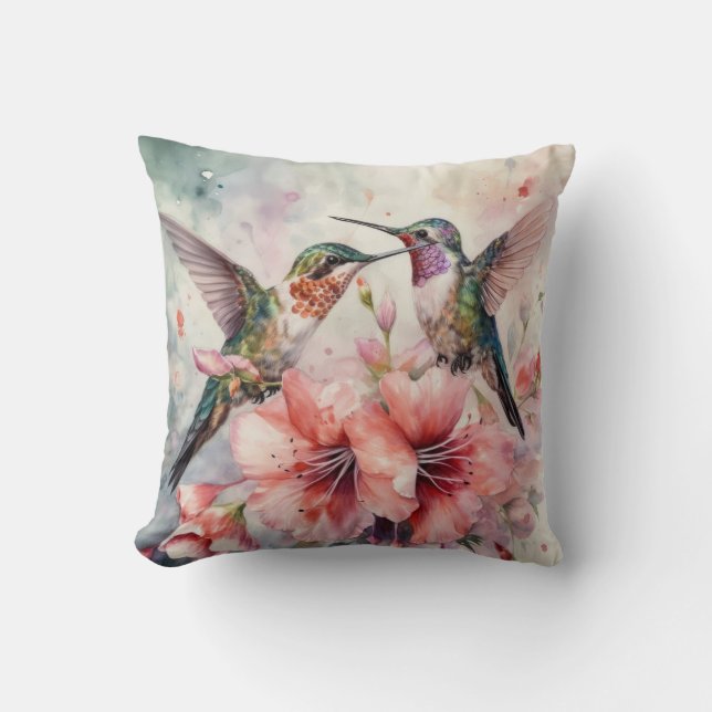 Humming Birds and Flowers Cushion (Front)