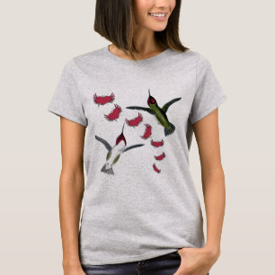 Humming Birds Grunge Hearts with Wings T-Shirt