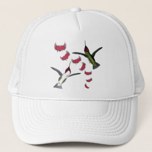 Humming Birds Grunge Hearts with Wings Trucker Hat