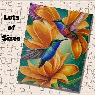 Humming Birds on Orange Blossoms Jigsaw Puzzle