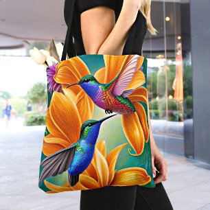 Humming Birds on Orange Blossoms Tote Bag