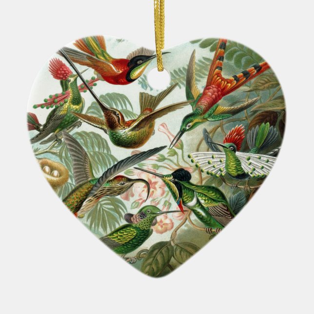 Humming Birds Paradise art Ceramic Ornament (Front)
