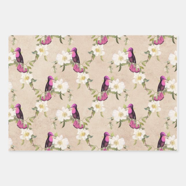 Humming Birds Series Design Five Wrapping Paper Sheet (Front)
