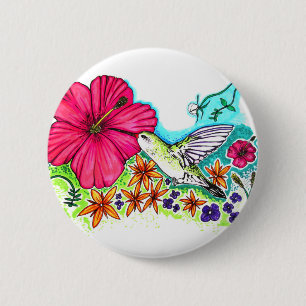 Hummingbird 6 Cm Round Badge