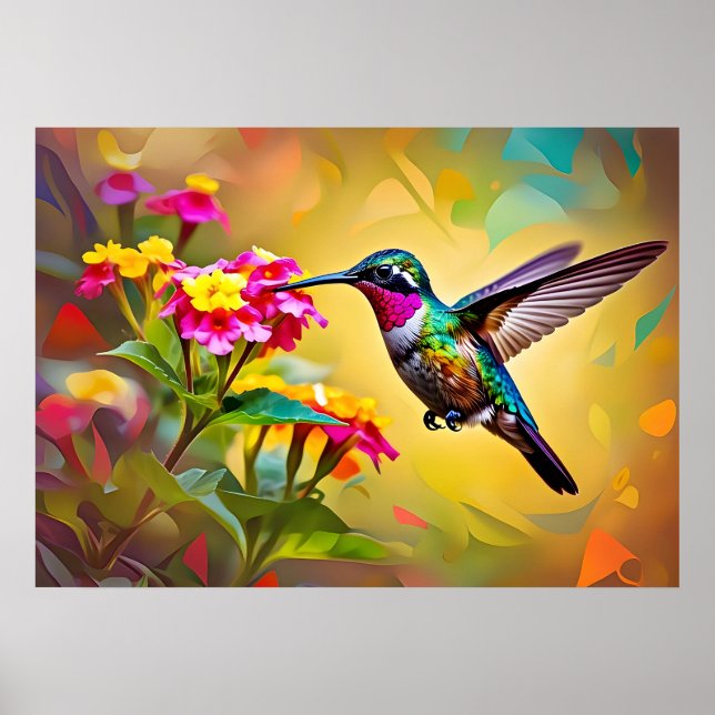 Hummingbird Abstract Art Poster (Front)