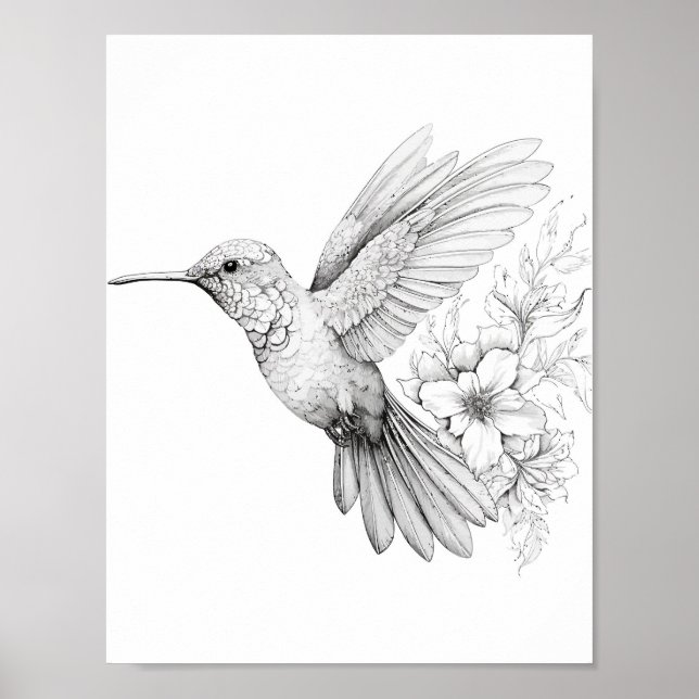 Hummingbird Adult Colouring Poster (Front)