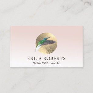Hummingbird Aerial Yoga Instructor Blush Pink Business Card
