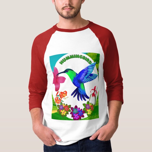 Hummingbird Amidst Nature’s Beauty,Serenade Wings  T-Shirt (Front)