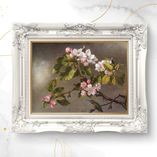 Hummingbird and Apple Blossoms  by M.J. Heade Poster (Creator Uploaded)