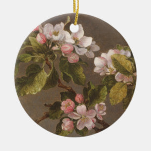 Hummingbird and Apple Blossoms Ceramic Tree Decoration