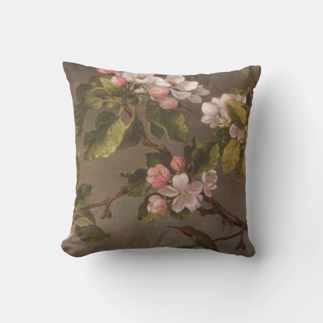 Hummingbird and Apple Blossoms Cushion (Front)