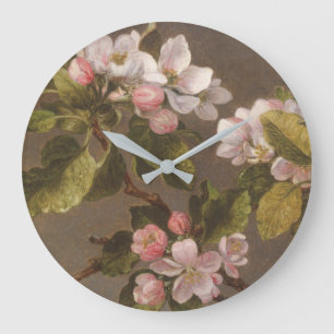 Hummingbird and Apple Blossoms Large Clock