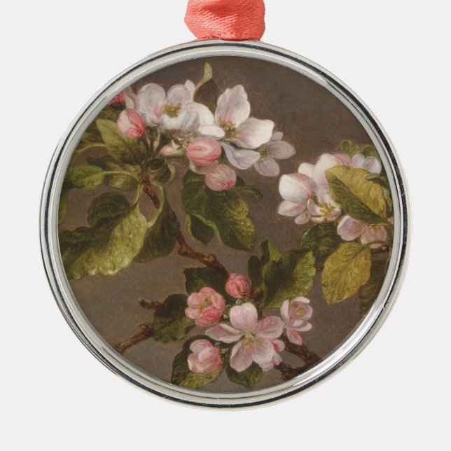 Hummingbird and Apple Blossoms Metal Tree Decoration (Front)