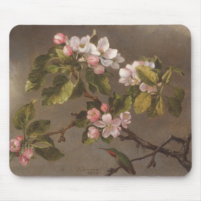 Hummingbird and Apple Blossoms Mouse Pad (Front)