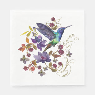 Hummingbird and Berries Paper Napkin