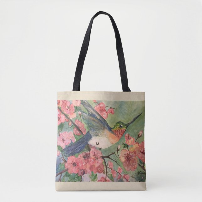Hummingbird and blossoms tote bag (Front)