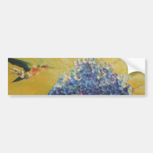 Hummingbird and Blue Hydrangea Bumper Sticker