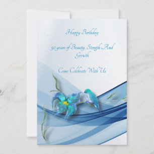 Hummingbird and blue wave Birthday Card 