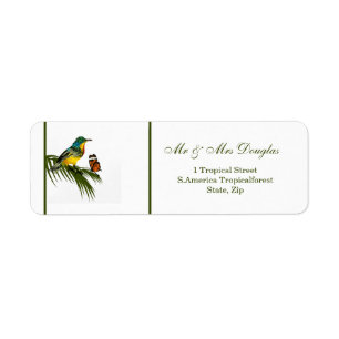 Hummingbird and butterfly return address label