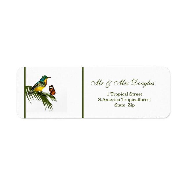 Hummingbird and butterfly return address label (Front)