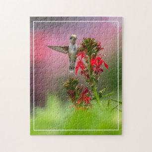 Hummingbird And Cardinal Flower Jigsaw Puzzle