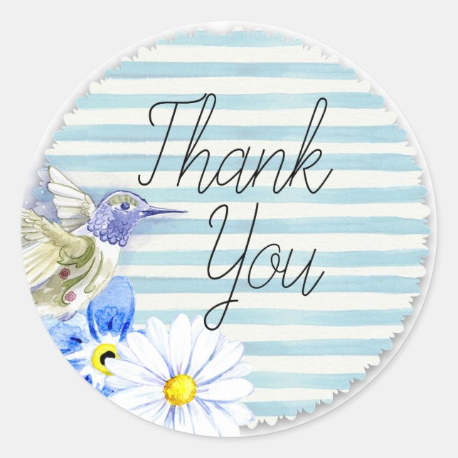 Hummingbird and Daisies Classic Round Sticker (Front)
