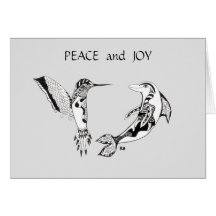 Hummingbird and Dolphin Christmas Card