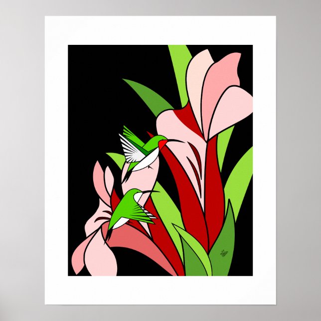 Hummingbird and Flower Art Print (Front)
