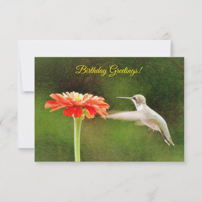Hummingbird and Flower Birthday Card (Front)