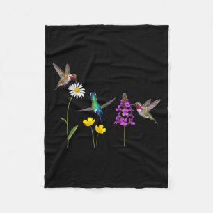 Hummingbird And Flower Funny Bird Lover Men Women  Fleece Blanket