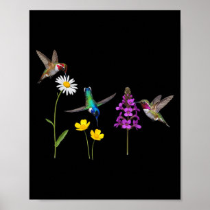 Hummingbird And Flower Funny Bird Lover Men Women Poster