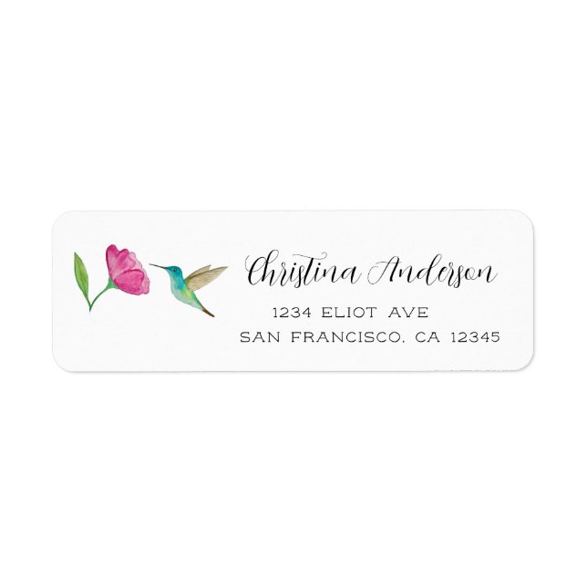 Hummingbird and Flower Label Return Address Label (Front)