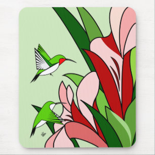 Hummingbird and Flower Mouse Pad