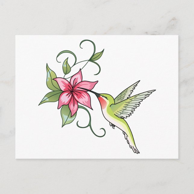 Hummingbird and Flower Postcard (Front)