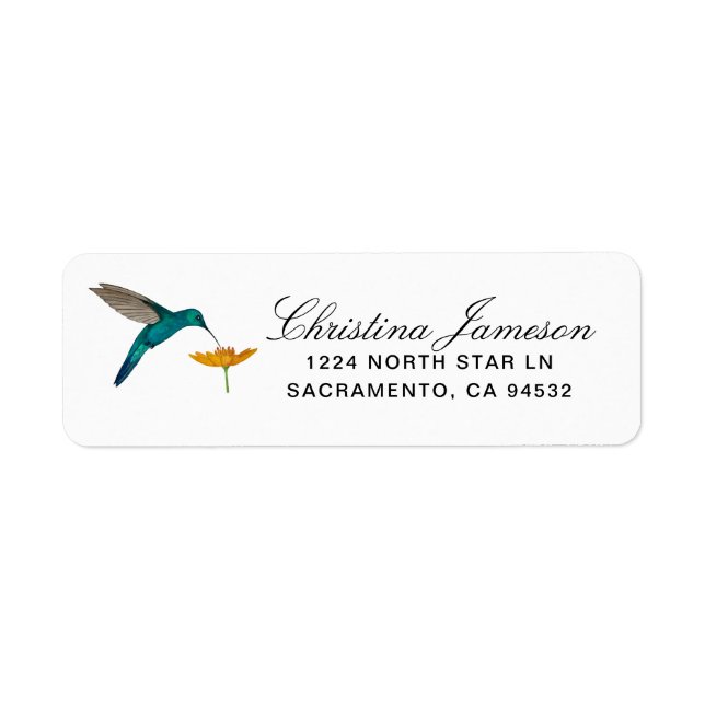 Hummingbird and Flower Return Address Label (Front)