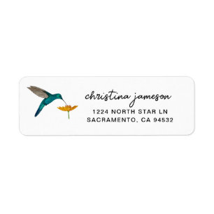 Hummingbird and Flower Return Address Label