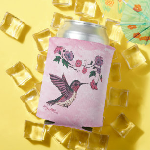 Hummingbird And Flowers Can Cooler