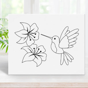 Hummingbird and Flowers Colouring Page Poster