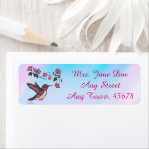 Hummingbird And Flowers Return Address Label