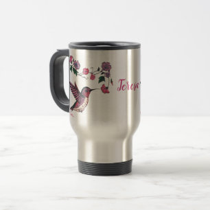 Hummingbird and Flowers Travel Mug