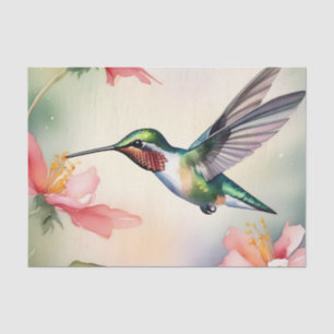 Hummingbird And Flowers Watercolor Tissue Paper