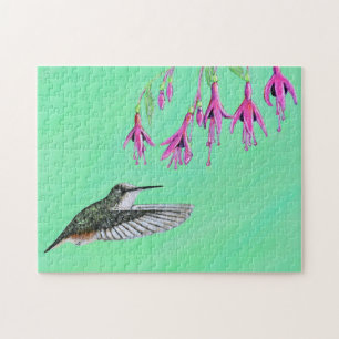 Hummingbird and Fuchsia Painting Jigsaw Puzzle