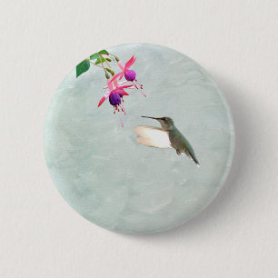 Hummingbird and Fuschia 6 Cm Round Badge
