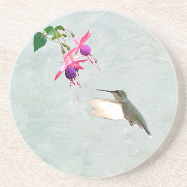 Hummingbird and Fuschia Coaster (Front)