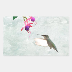 Hummingbird and Fuschia Rectangular Sticker
